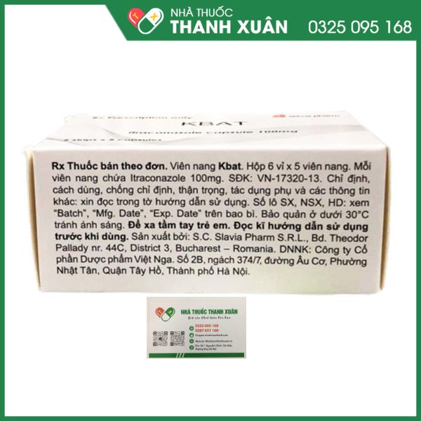 Thuốc Kbat 100mg Slavia điều trị nấm Candida